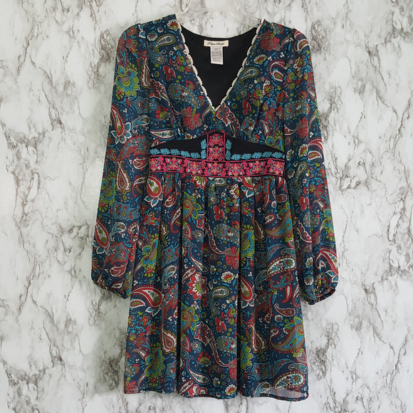 Flying Tomato Dresses & Skirts - Flying Tomato Boho Paisley Embroidered Dress Sz M